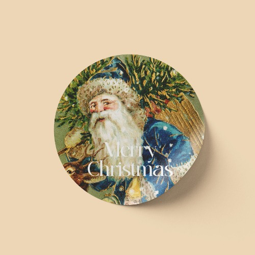 [기성품] 크리스마스 원형 산타 루돌프 스티커 포장 패키지 디자인 50매 [pk01]