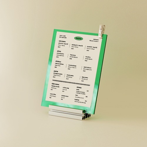 컬러포인트 아크릴 POP A4 A5 카페메뉴판 디자인 인쇄 GREEN 초록